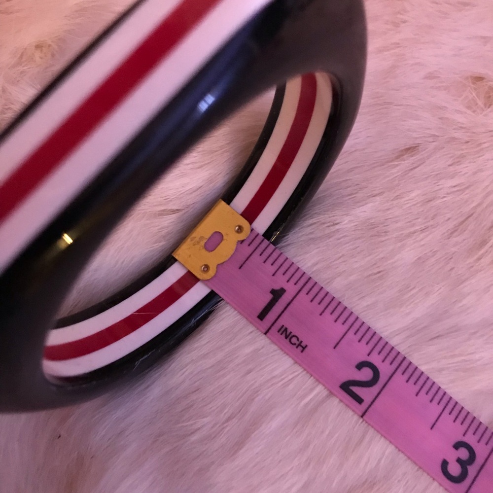 Square Striped Bakelite Style Bangle Vintage Look - image 3